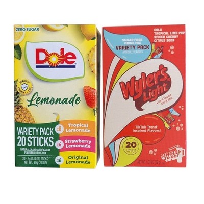 Dole Wyler's Light Drink Mix Variety Pack 40ct Multi New Zero Sugar Lemonade