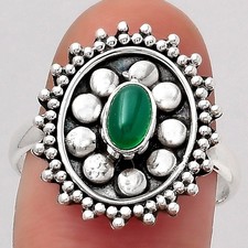 Natural Green Onyx 925 Sterling Silver Ring s.8 Jewelry R-1273