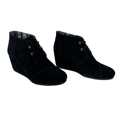 Botines Toms Desert Wedge para mujer talla 10 negros gamuza hasta el tobillo botas sin caja - Imagen 5 de 15
