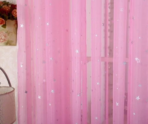 Elegant Star Printed Sheer Curtains Rod Pocket Fresh Tulle Voile Gauze 1 Panel - Picture 18 of 48