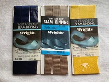 New Soft and Easy Seam Binding 3 Yards Polyester Sew-On Wrights - Choose Color