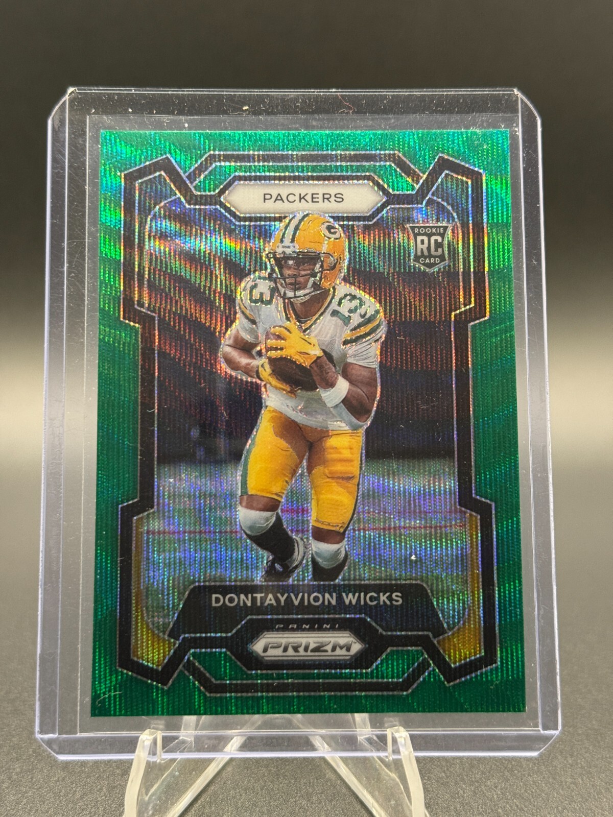 Dontayvion Wicks 2023 Panini Prizm #333 Rookies Green Wave Prizm (RC) Packers