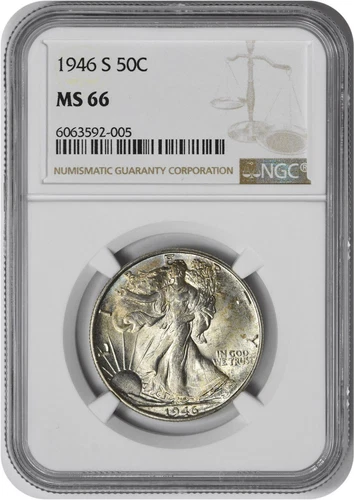 1946-S Walking Liberty Silver Half Dollar MS66 NGC