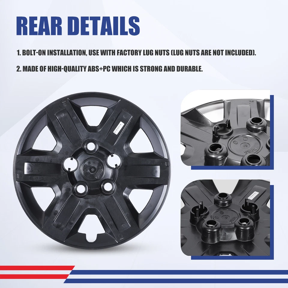 For 2008-2016 DODGE GRAND CARAVAN 16" Set of 4 Bolt on Hubcaps Wheel Rim Covers - Image 4 of 4