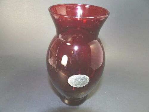 6.5" Royal Ruby Red Vase Anchor Hocking - Picture 2 of 9
