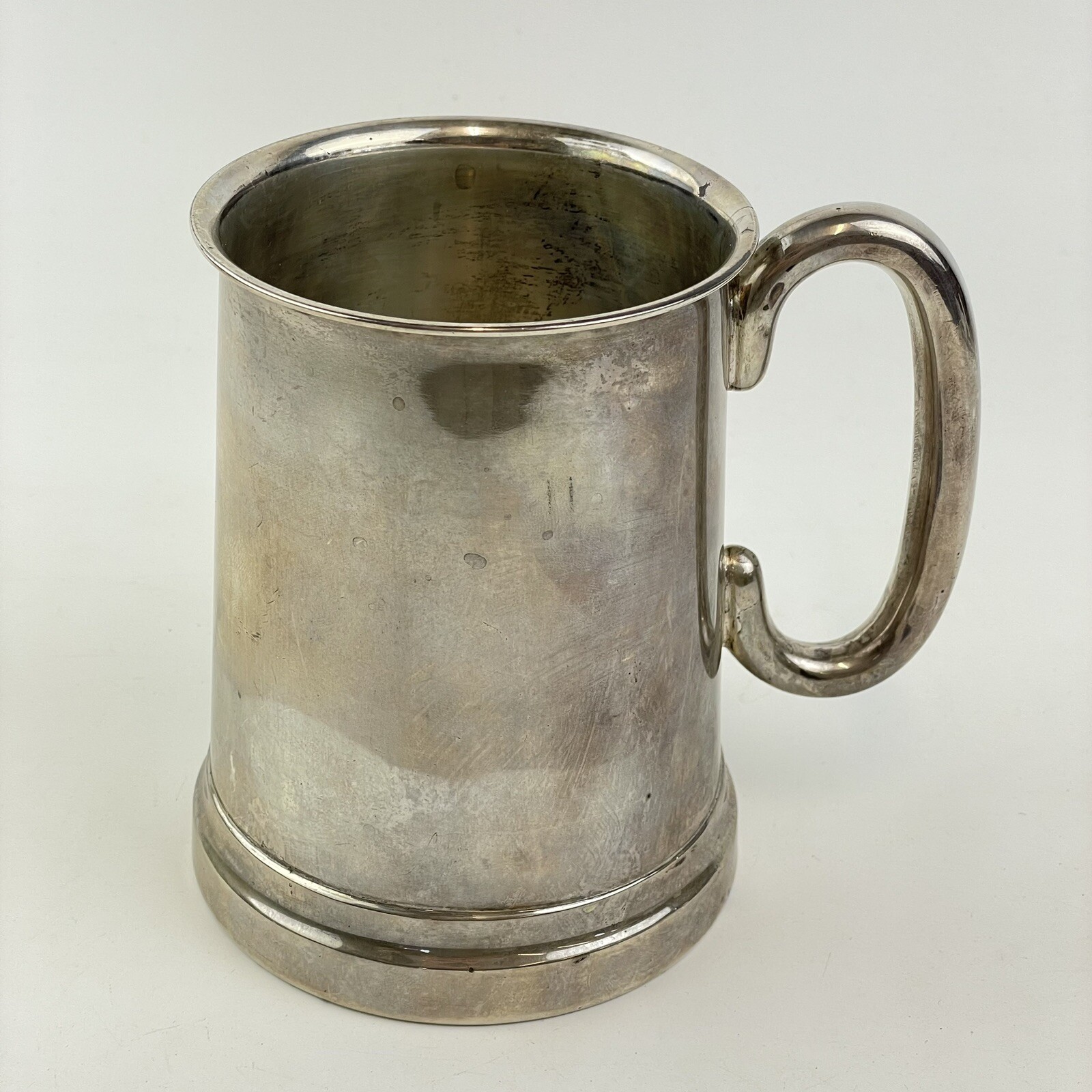 Antique Solid Silver Glass Bottom Pint Tankard Viner's Ltd 1937 12.5cm