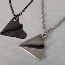 Orgami Airplane Pendant Necklace 20" Chain
