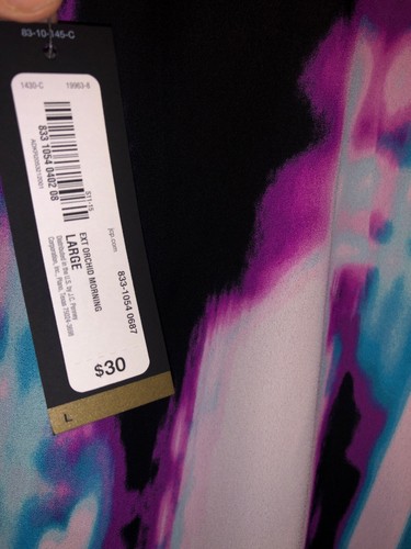 NWT Worthington BRIGHT COLORED TIE DYE LOOK SHORT SLEEVE TOP SHIRT TUNIC LG - Picture 7 of 7