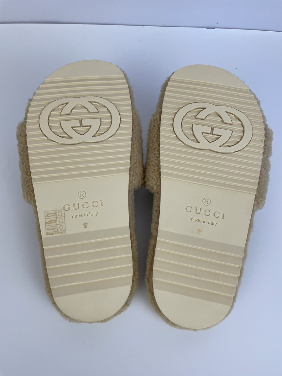 GUCCI X THE NORTH FACE 679948 Shearling Slides Sandals GUCCI X THE NORTH FACE 679948 Shearling Slides Sandals