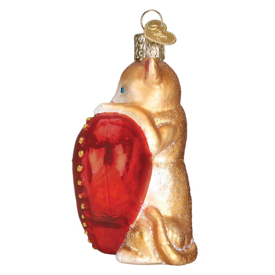 ANTIGUO MUNDO NAVIDAD ME ENCANTA MI GATO CORAZÓN NAVIDAD ADORNO 30051 Foto 2 de 4