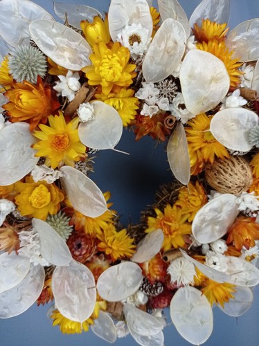 Trockenblumenkranz Trockenblumen Tischkranz Türkranz Trockenblumenstrauß - Bild 7 von 9
