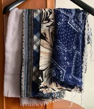 Lot of 4 Scarf  Wide & Long Wraps  Assorted Colors Rayon Polyester GUC