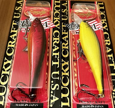 2 Lucky Craft Pointer 95 SP Minnow Jerkbait Lures AURORA CRAW/CHARTREUSE BLACK