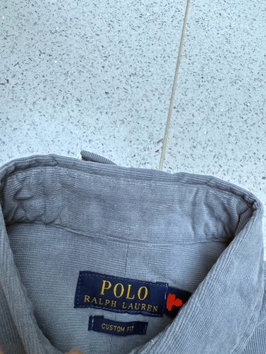 Polo Ralph Lauren Cord Shirt Grey Button Down Custom Fit Size XL - Picture 8 of 15