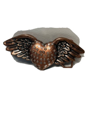 heart with wings, copper colored belt buckle