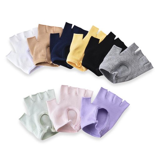 Gloves Sport Fitness Cycling Fingerless Unisex Cotton Modern Multicolor Solid - Picture 9 of 40