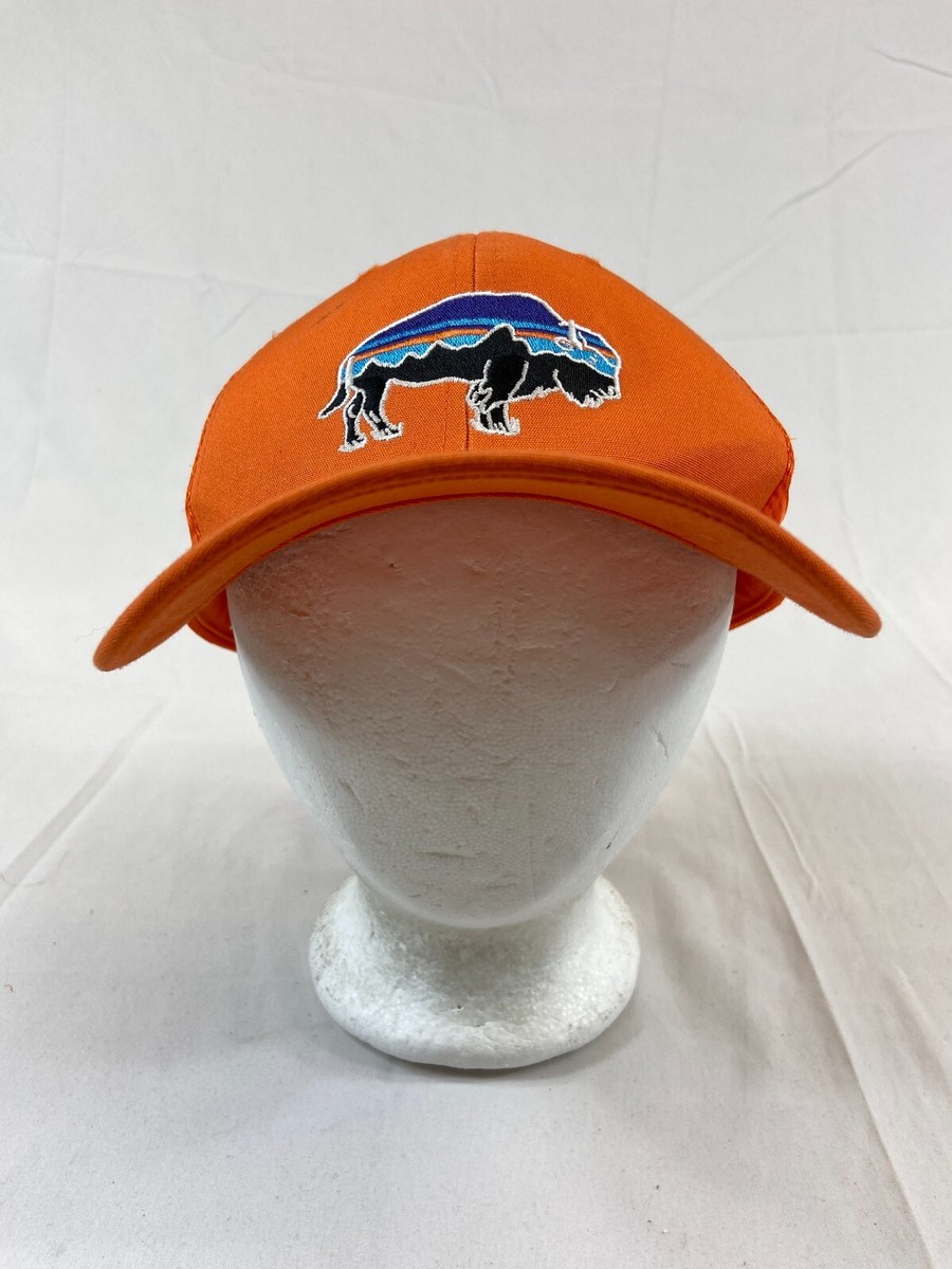 Patagonia Baseball Cap Snapback Hat Mesh Back Bison Orange Hiking