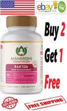 100% Natural Maharishi Ayurveda Raktda 60 Tabs For Iron Management (Free Ship)