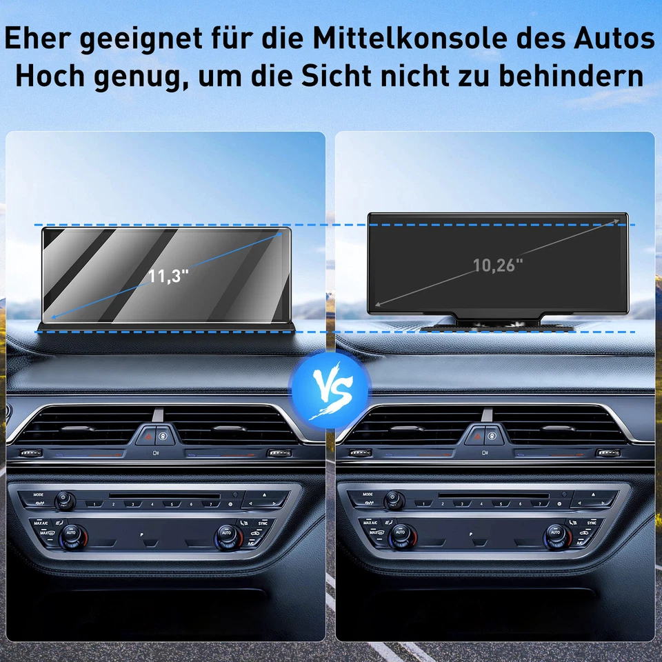 Rückfahrkamera Spiegel mit 11.3 Zoll 4K Wireless Carplay Android Auto Dashcam - Bild 3 von 4