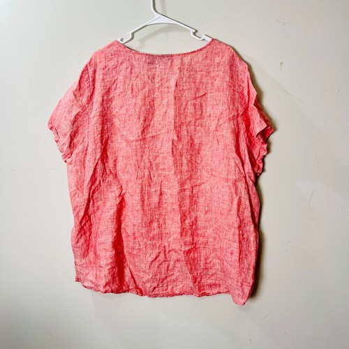 Tahari Gr. 2X rosa orange Top 100% Leinen V-Ausschnitt Beauty leicht bequem - Bild 2 von 8