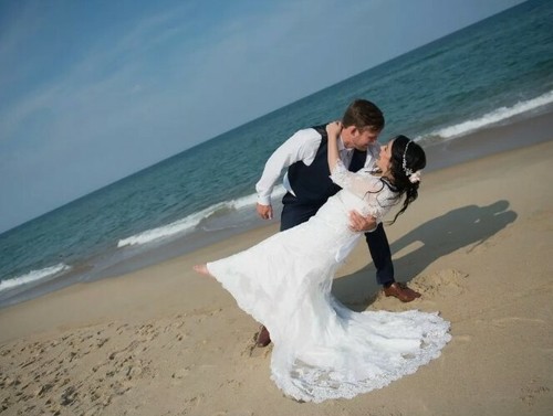 Maggie sottero wedding dress long sleeve Lace crystal bridal gown Custom 12-14 - Picture 3 of 7