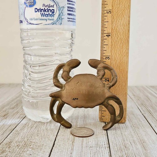 Vintage 3" Solid Brass Crab with Golf & Crab House Society Engraved Etched - Picture 9 of 16