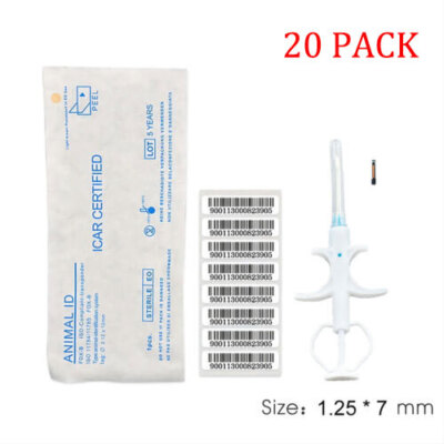 20 Tierchip Tiertransponder 1,25x7 mm Kleinste RFID Mikrochip für Hunde Katzen