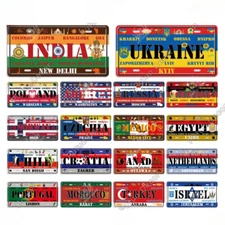 World City License Plate Metal Signs Vintage Travel Wall Art Home Decor