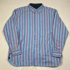 Tommy Hilfiger Shirt Mens XL Blue Striped Button Up Long Sleeve