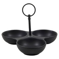 Servierschale Snackschale SoßEnschale Mit Griff Keramik Schwarz Ø 20 Cm