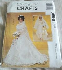 McCalls 20th Century Wedding Bridal Gown For 11 1/2" Doll Pattern 3898 From 2002