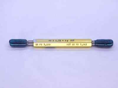 M8 X 1.25 6g METRIC SET THREAD PLUG GAGE 8 GO NO GO P.D.'S = 7.160 & 7.042 CHECK