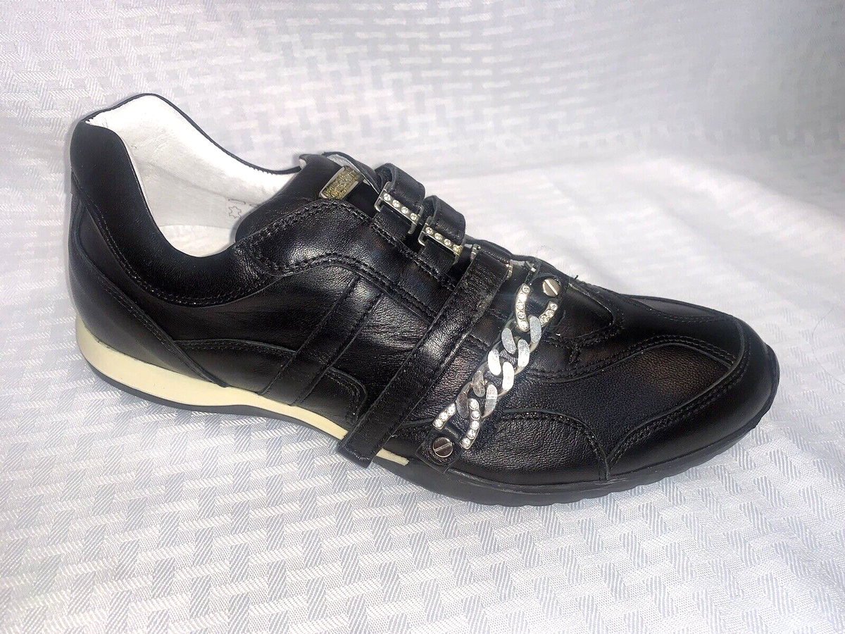 Cesare Paciotti Black Leather Chain Sneakers 40 / 9.5 NEW $320 | eBay