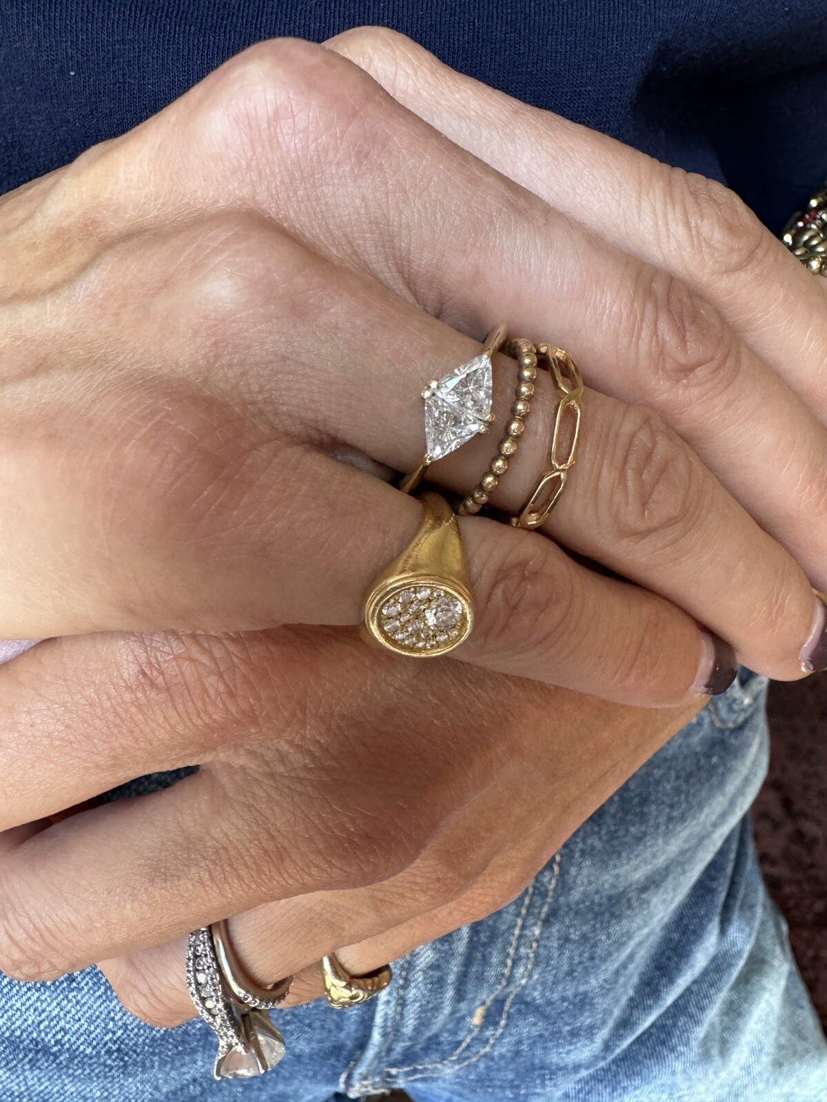 CUSTOM 14K 1.04 CARATS TOTAL WEIGHT UNIQUE DIAMON… - image 1