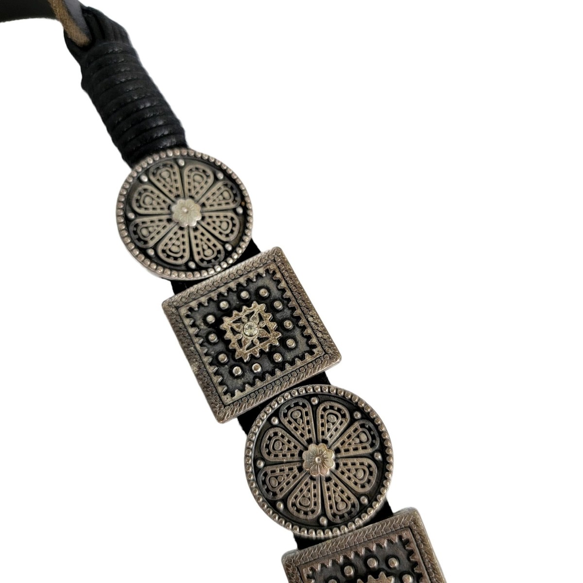Antoniazzi Firenze Black Leather Floral Etched Silver Tone Metal Belt Large NWT il_fullxfull.3499664852_fld7.jpg main image 4