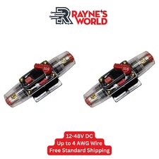 2 PACK 50 Amp Inline Waterproof Circuit Breaker Auto/Solar Manual Reset 12V-48V