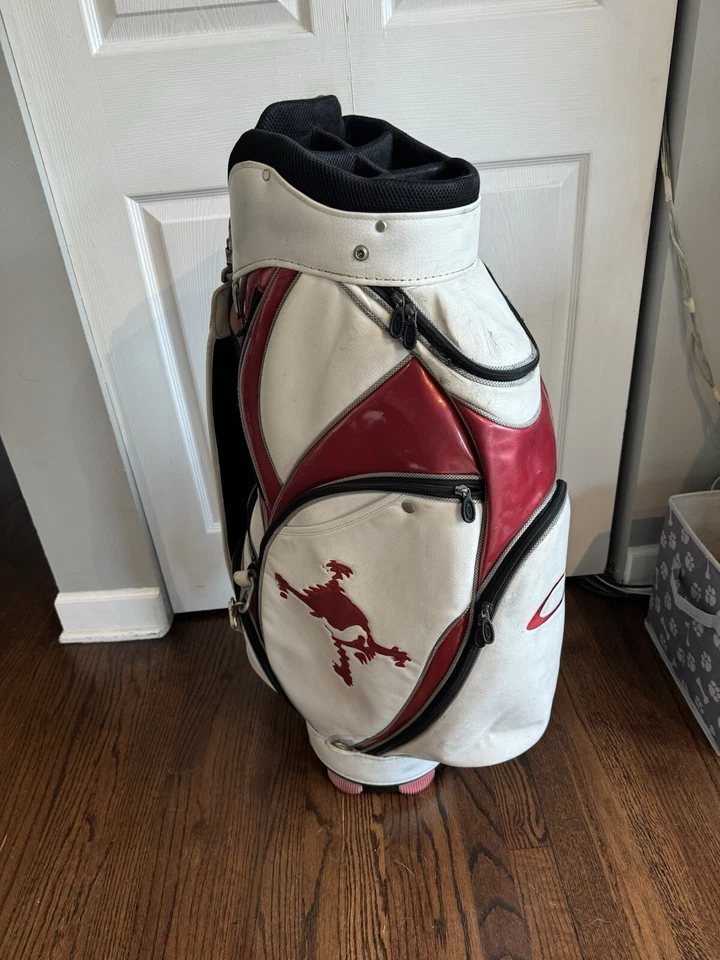 Bolsa de golf Oakley Skull 9,0 blanca/roja, correa y cubierta de lluvia carro carrito carrito Foto 3 de 4