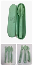 ECOSTAR Reusable Utensils set with Case, Portable Wheat Straw Cutlery Set, BPA-,