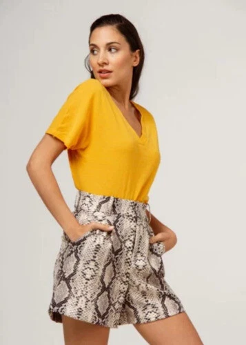Camiseta de mujer amarillos de algodón