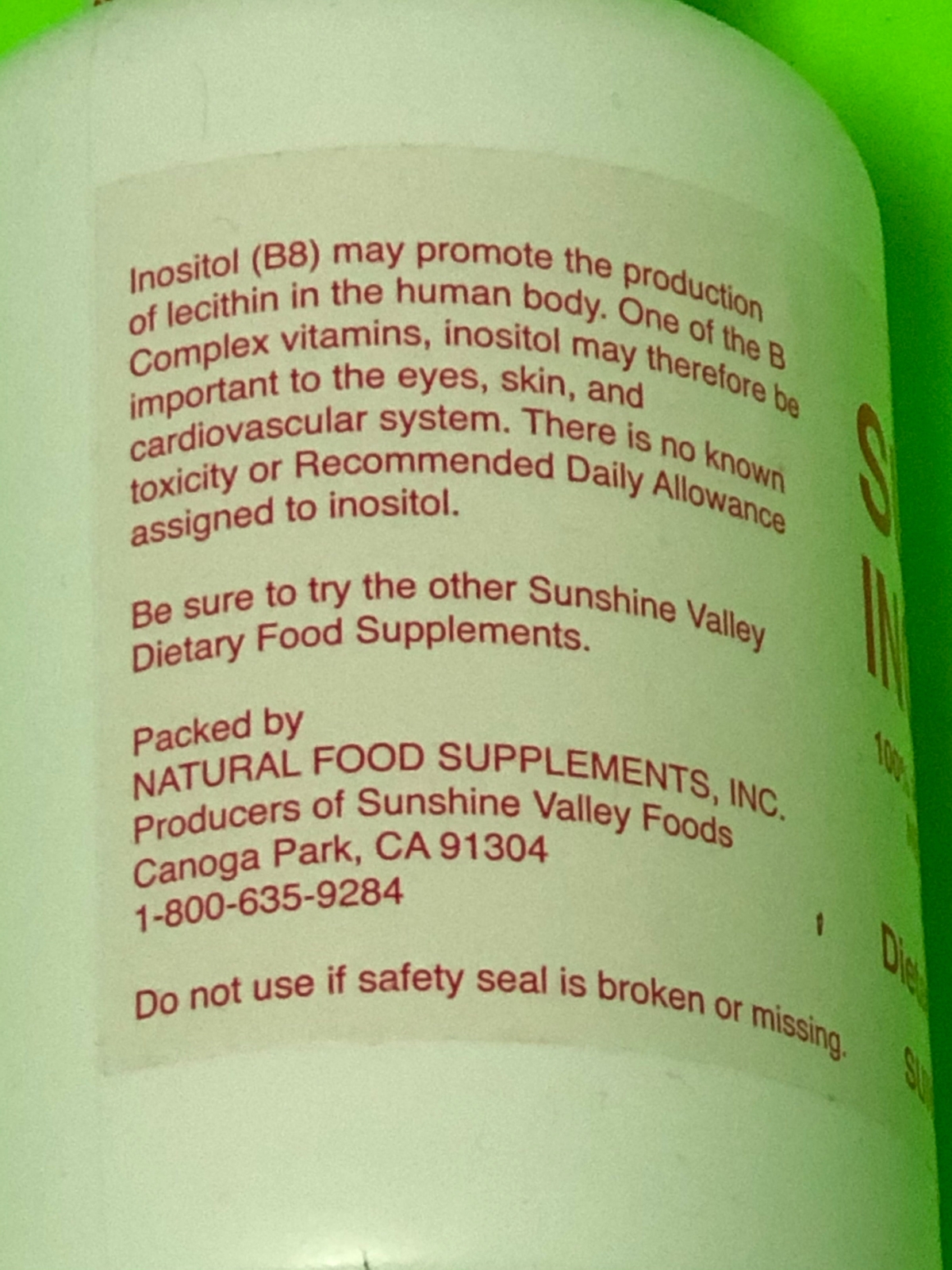 Vitamin B8 Super Inositol 💯 Powder Form 8 OZ 226.8 grams🌞Sunshine