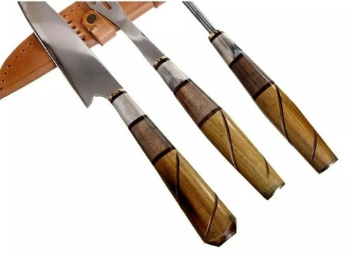 Juego De Trinchar Cabo De Madera Mixta Hoja Acero Inoxidable 13 Cm - Imagen 3 de 3