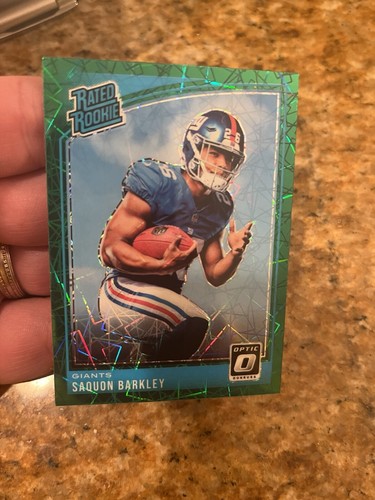SAQUON BARKLEY🔥NM+ GREEN VELOCITY PRIZM RATED ROOKIE📈2018 DONRUSS OPTIC 156 RC - Foto 2 di 9