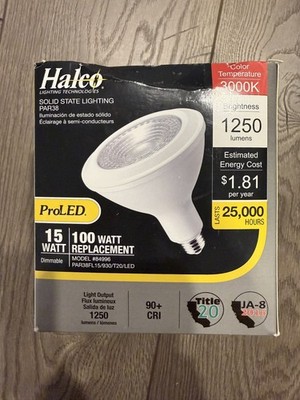 Halco 83037 15W LED Par38 E26 3000K Soft White FL40 Degree Flood Dimmable 90CRI