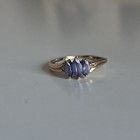 vintage 10k gold ring 3 marquise light purple tanzanite & 2 mini diamonds size 6
