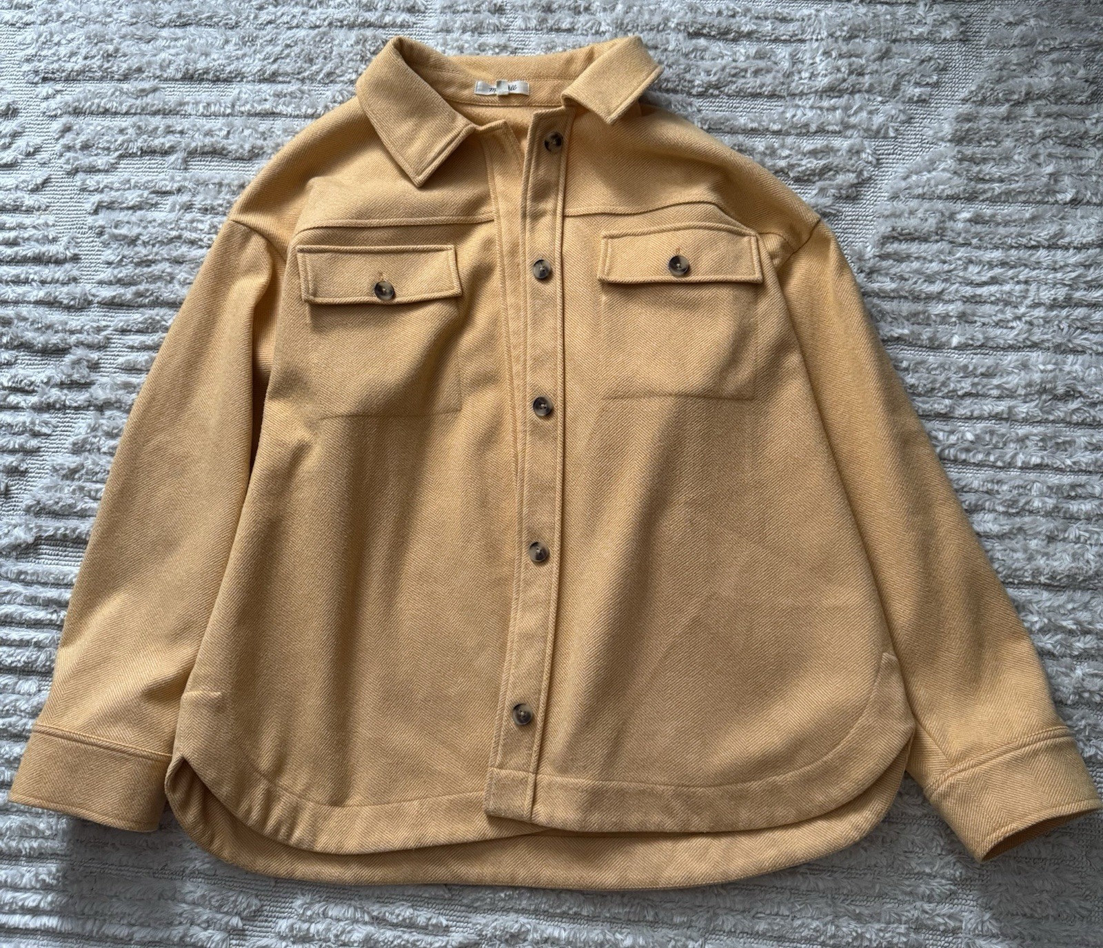 Madewell Herringbone Button-Up Collared Beige XL … - image 1