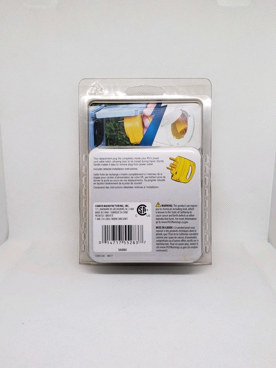 Camco 55283 30 AMP Mini Replacement Male To Male Standard Plug -PowerGrip Handle