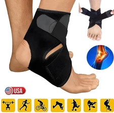 2× Adjustable Strap Sports Ankle Brace Breathable Compression Wrap Ankle Support