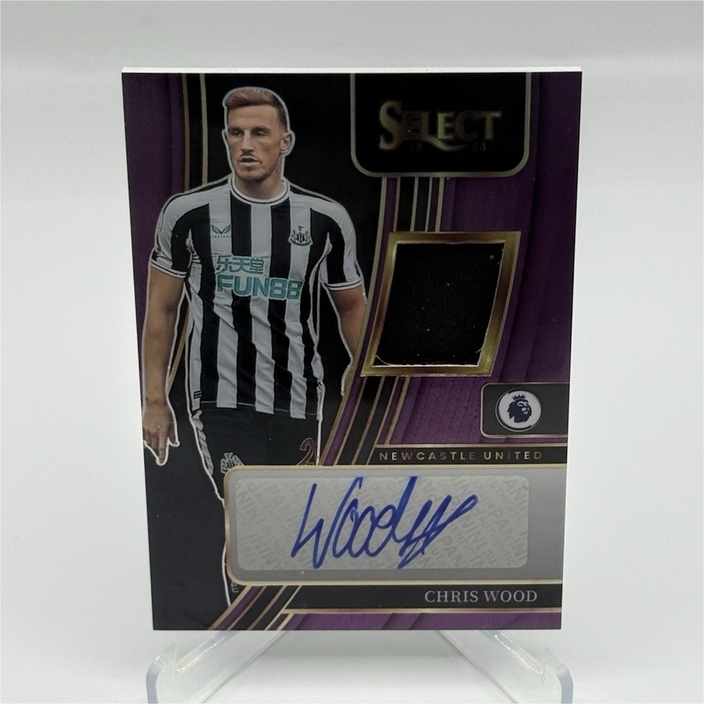 2022-23 Panini Select EPL Chris Wood Purple Patch Auto /5 #AM-CW Match Worn view 1