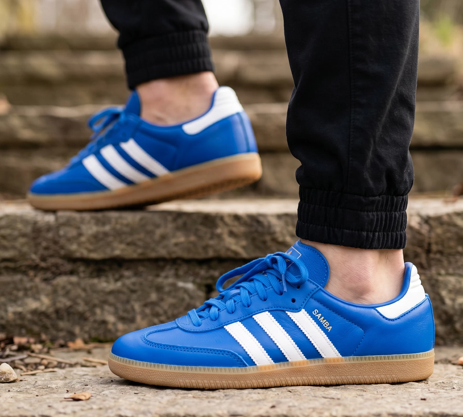 New adidas Samba Retro Shoes Mens low top athletic sneaker blue gum all sizes