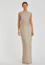 Mac Duggal SEQUINED HIGH NECK SLEEVELESS COLUMN GOWN Size 14 $398